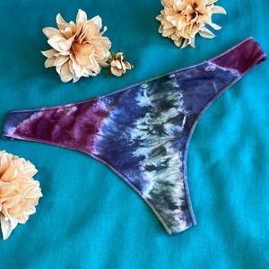 Hand Dyed Purple Green and Blue Thong
